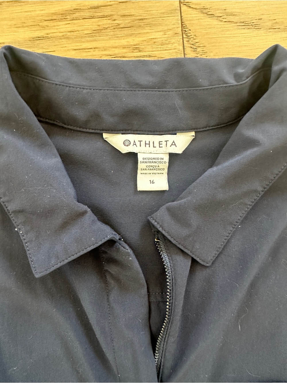 Athleta Sleeveless Collared Navy Wide-Leg Jumpsuit - Picture 3 of 5